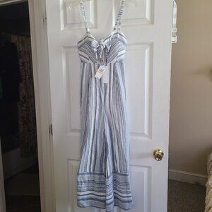 Anthropologie Red Carter Chambray Stripe Jumpsuit Kimberly Size S New Tie Front